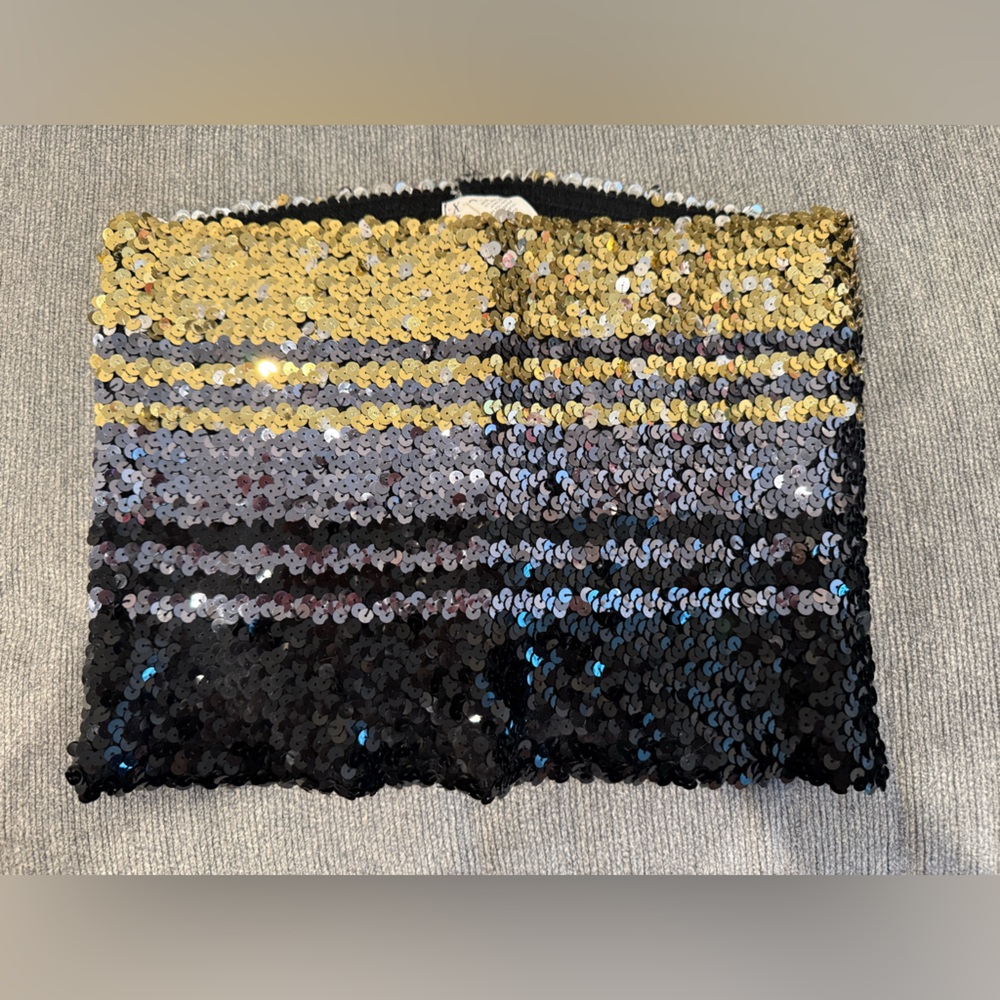 XOXO Black & Gold Sequin Tube Top Vintage